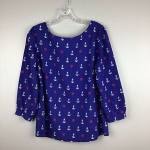 🌺3 FOR $20🌺 - Pink Owl Sails Away Nautical top Blue Large